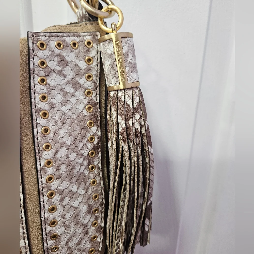 Michael Kors Snake Print Shoulder/Crossbody Bag with Tassel - Like NEW